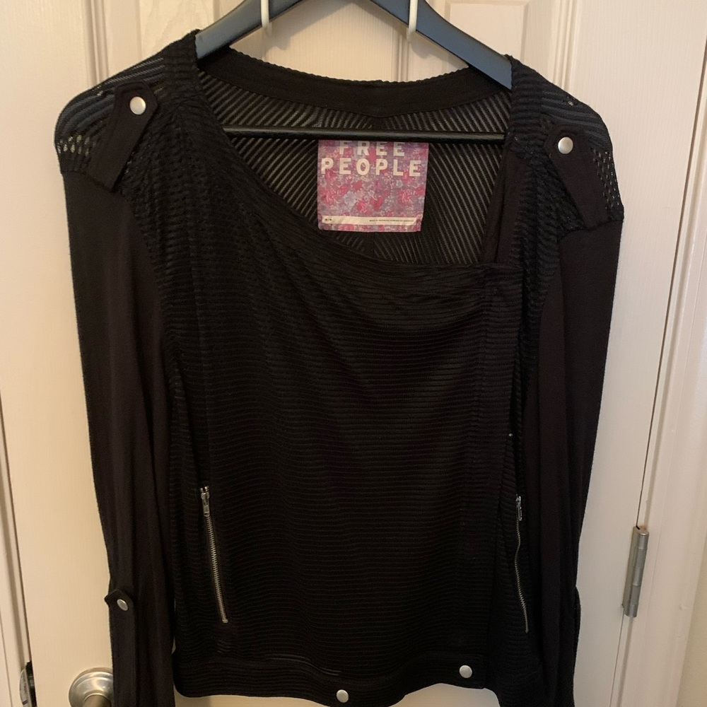 Free People Medium Moto Top Jacket Black